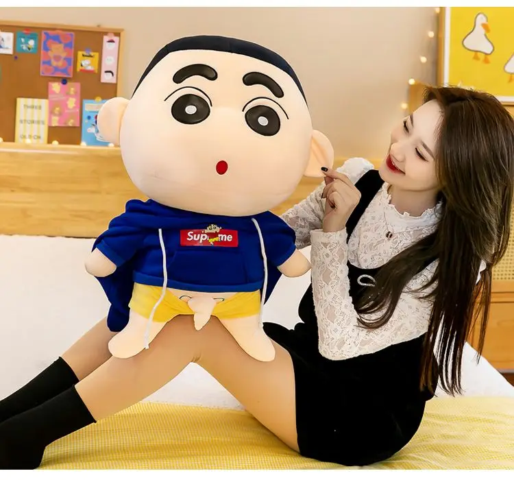 30/60cm Anime Crayon Shin-chan Doll Plush Red Blue Hoodies Detachable Collection Kawaii Stuffed Toys Dolls Bedroom Decoration