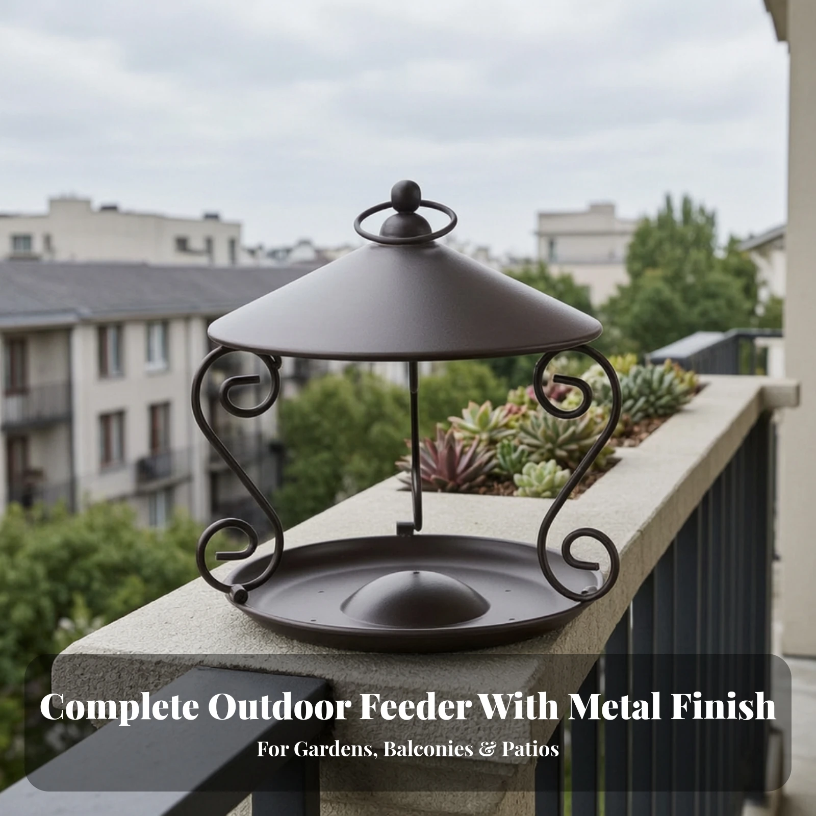 Hanging Bird Feeder Metal Birdfeeder Hanging Tray Feeding Station Heavy-Duty for Wild Birds, Garden, Backyard view 2