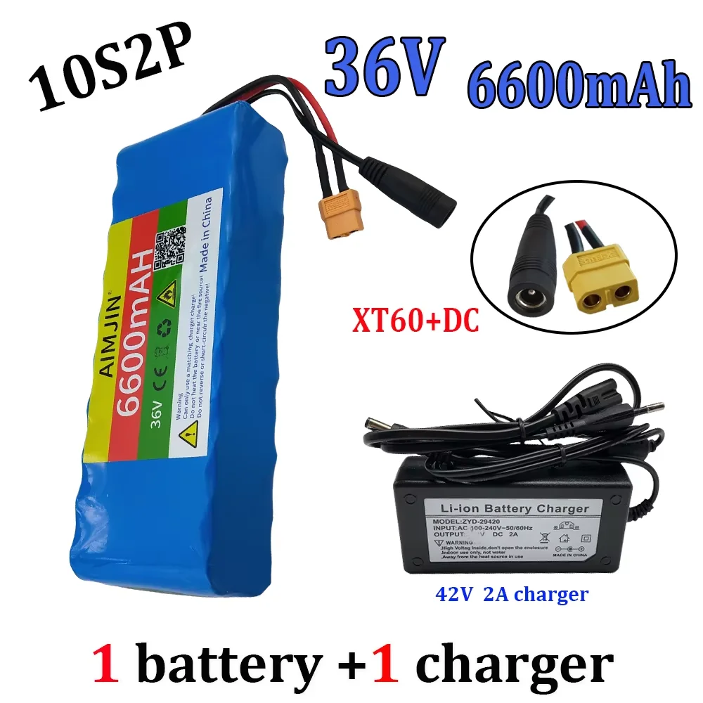 

10S2P 18650 battery 36V 6600mAh ,For Modified Bicycles,Electric Vehicle Rechargeable Battery + 42V Charger