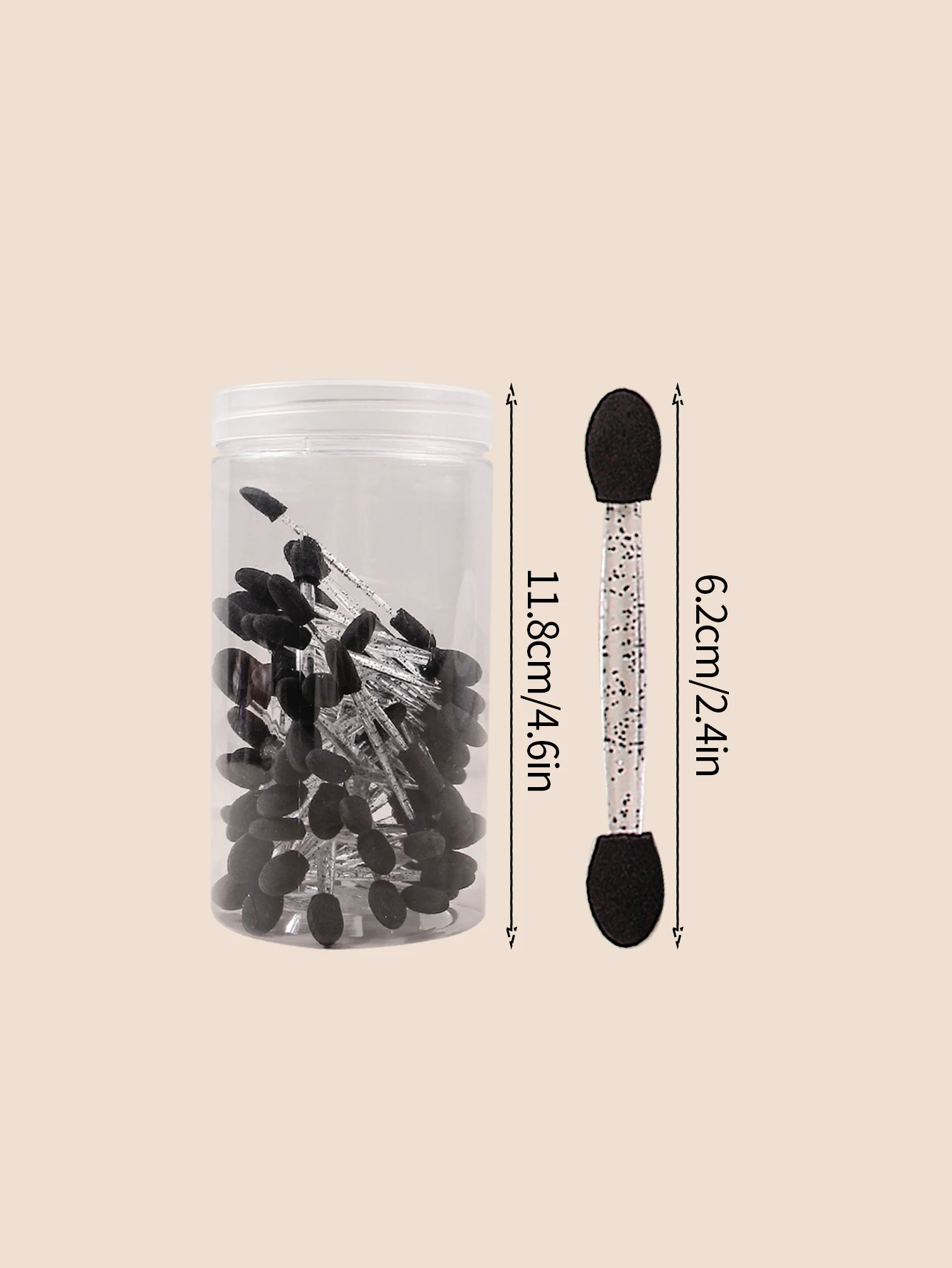 50개 더블 헤드 스펀지 아이섀도 브러쉬, 다기능 어플리케이터 및 스머더 +1개 투명 보관 용기 메이크업 도구