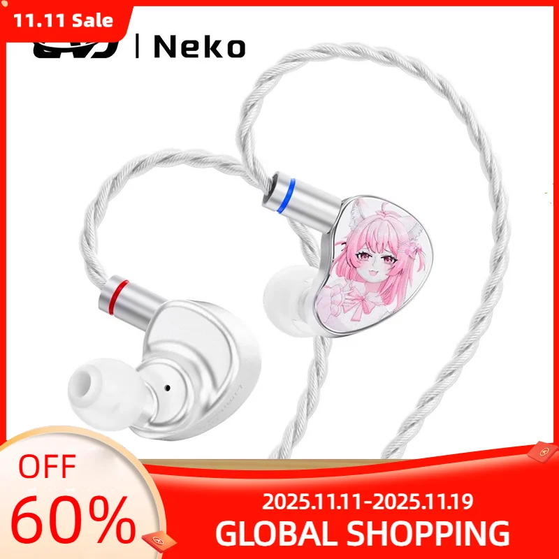 

CVJ Neko In Ear Earphones a Next-Generation Black Gold Composite Diaphragm 0.78mm 2-pin Connectors Detachable Cable Design