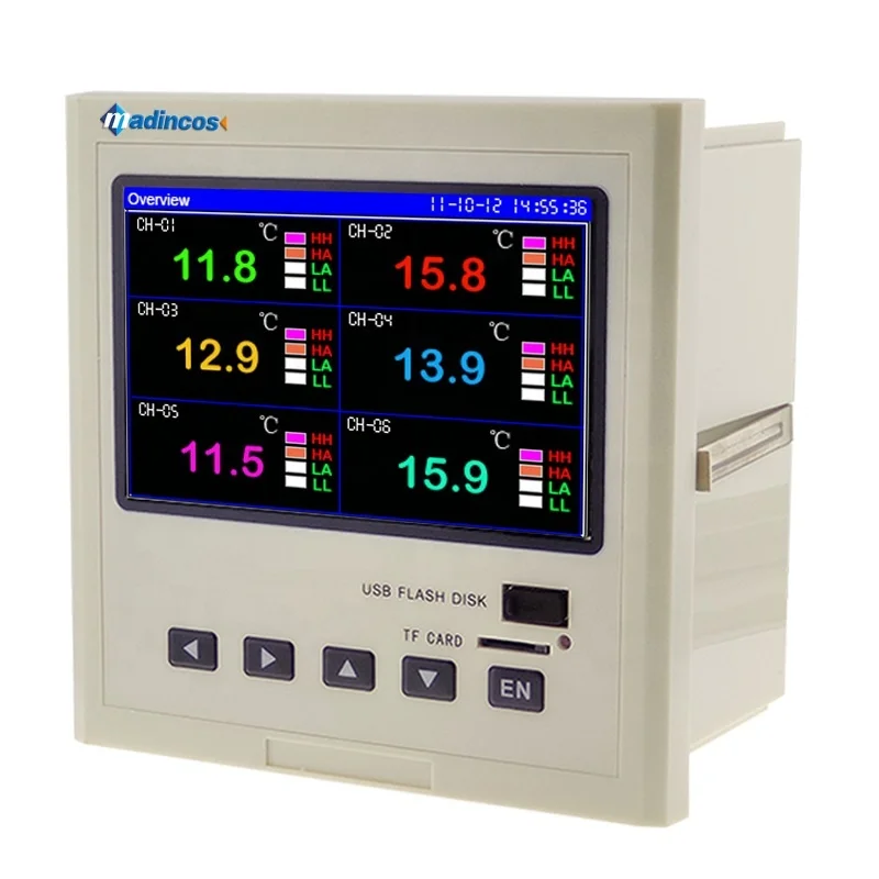 MPR4200: 5-дюймовый цветной ЖК-дисплей TFT, 12-входной многоканальный USB цифровой безбумажный регистратор температуры с Modbus RS485