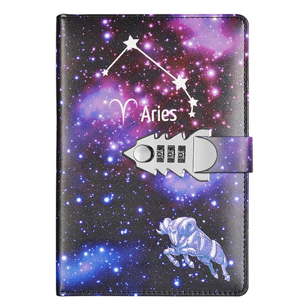 Password The Zodiac Constellation A5 Notebook With Lock Writing Pads Lockable Notepad Diary School Supplies As Student Gift ﻿