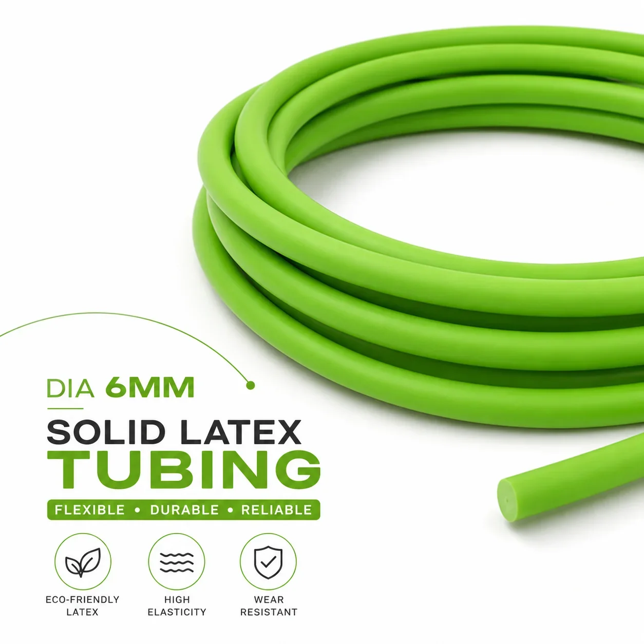 1/2/3M Bright Green Natural Latex Strip with a Diameter of 6mm Bag Accessories Handmade Elastic Latex Strip