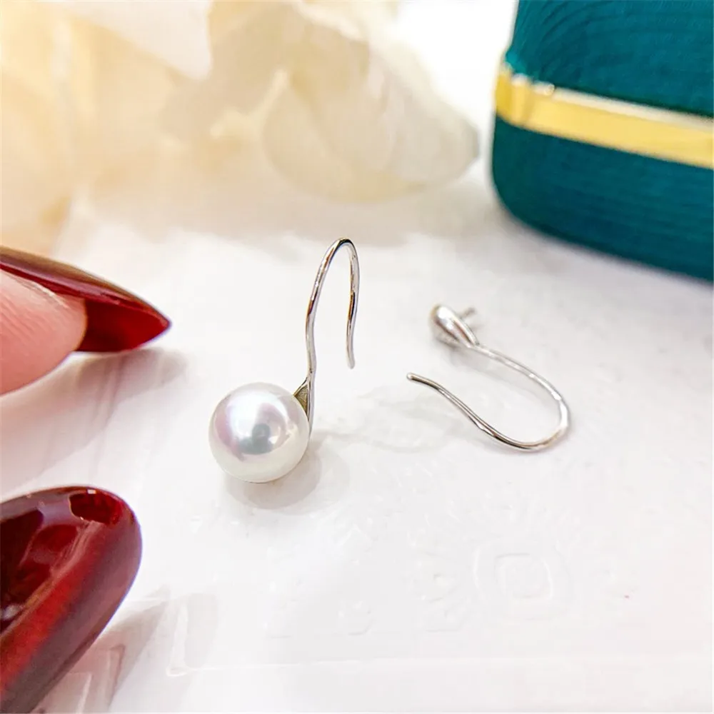 DIY Pearl Gadgets S925 Sterling Silver Stud Earrings Gold Silver Earrings Fit 6-8mm Beads E023