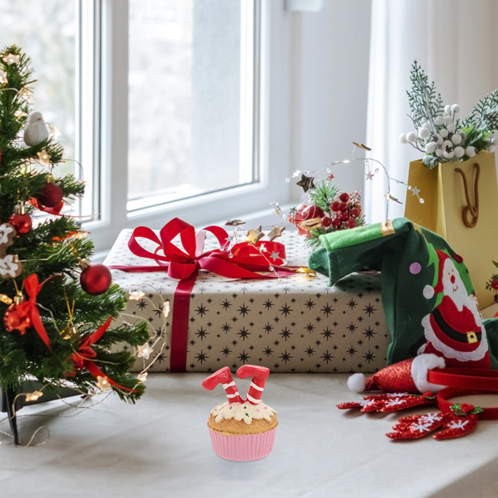 

Window Christmas Foot Resin Cake Ornament Centerpieces for Tables Holiday Topper