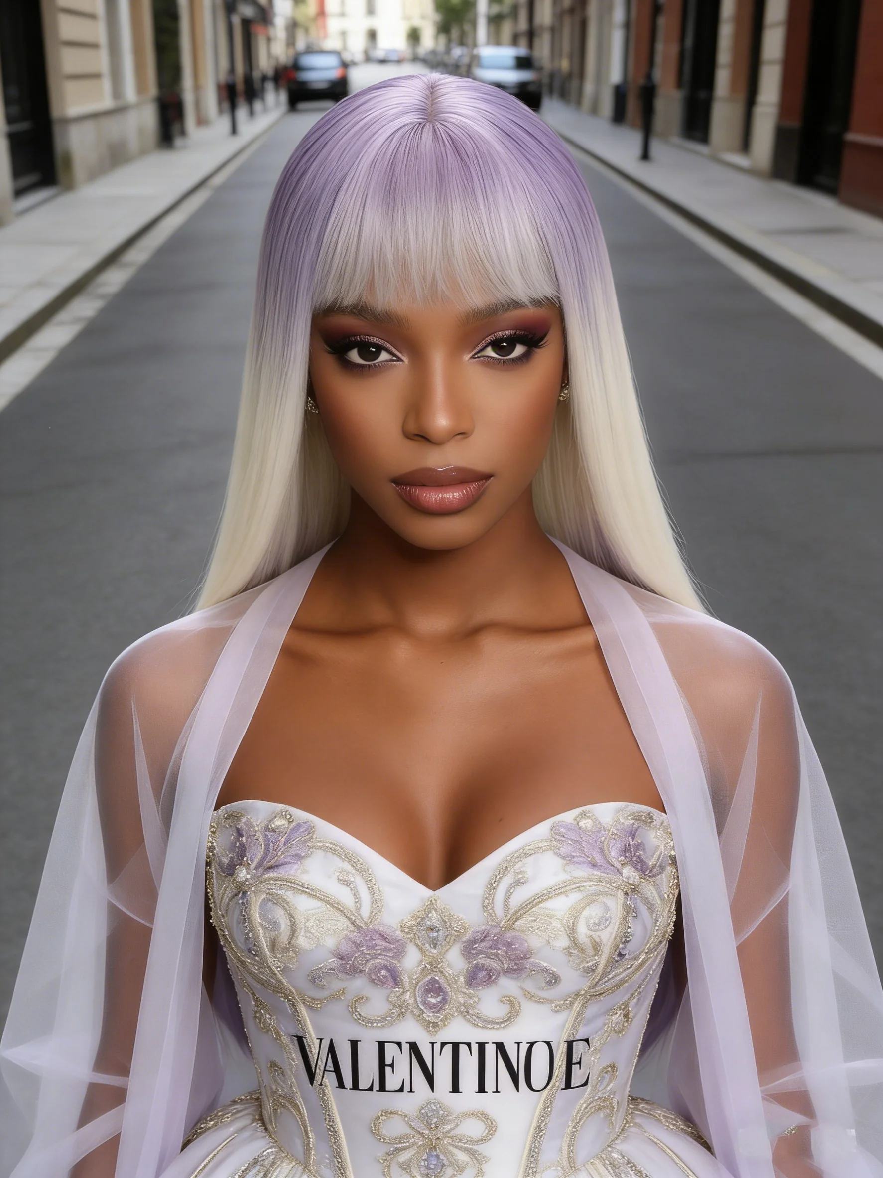 

1 женский парик, выполненный из термостойкого синтетического высокотемпературного волокна, с естественным объемным стилем.