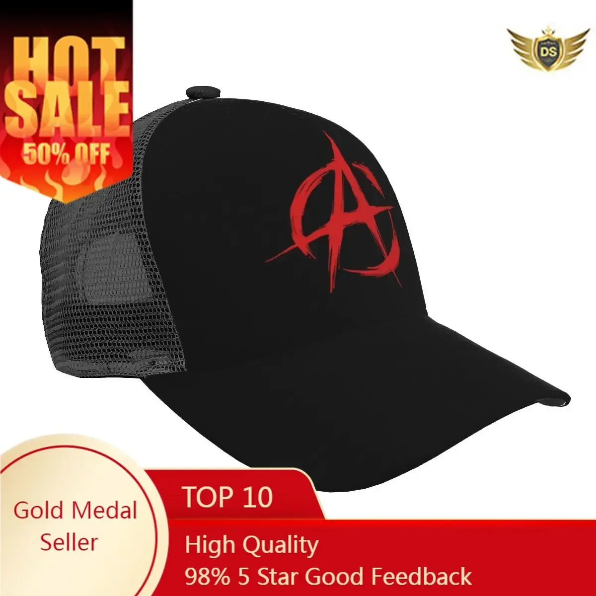 

Summer Quick Drying Baseball Cap Men Women Anarchy Symbol Casual Mesh Breathable Snapback