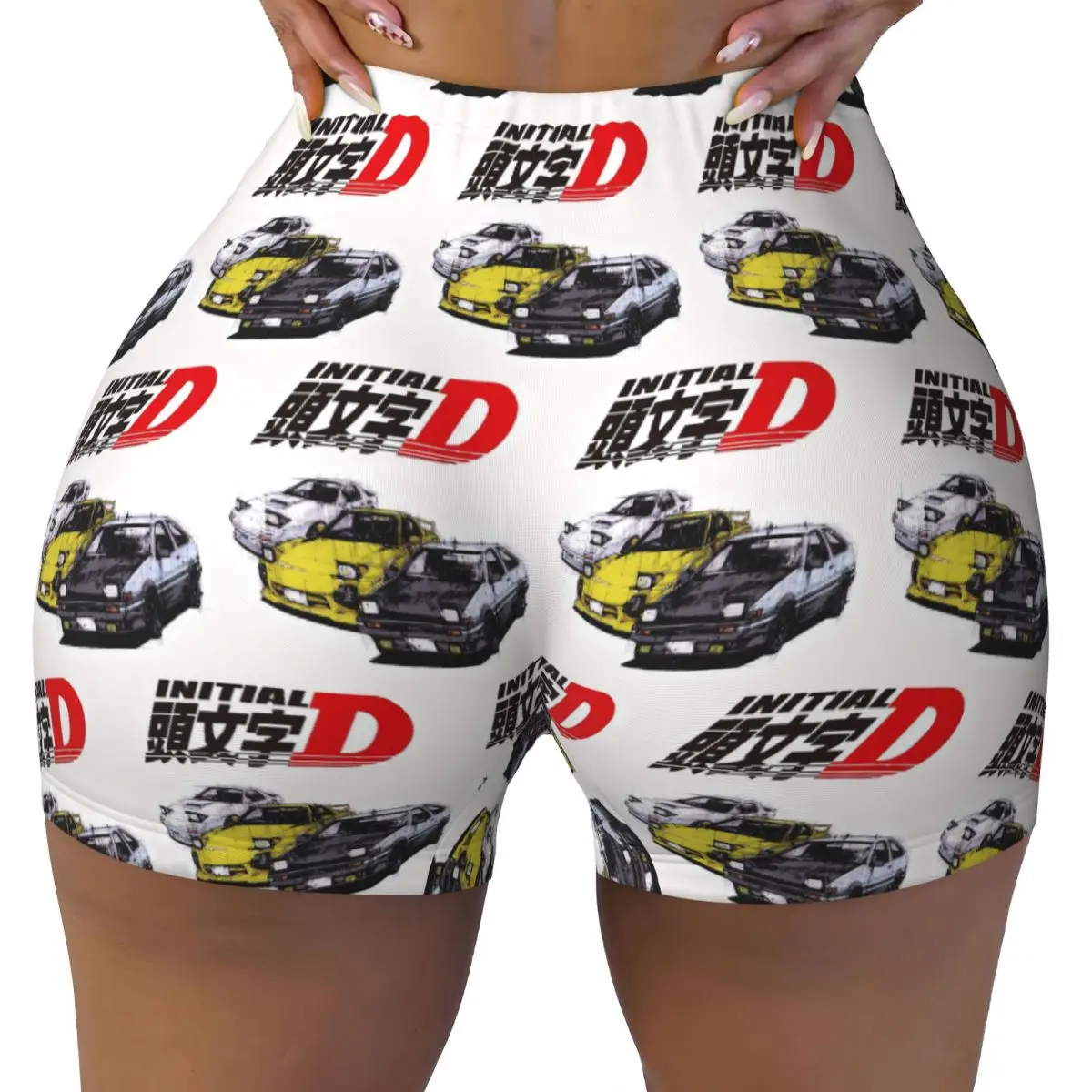 

Пользовательские Initial D Neon Ae86 Шорты для йоги Женские шорты для тренировок в тренажерном зале Беговые спортивные волейбольные байкерские шорты