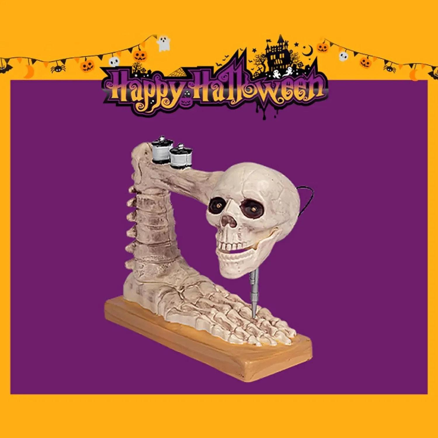Voice‑Controlled Skeleton Sewing Figurine, Spooky Halloween Tabletop Decor, Unique Novelty Gift for Craft Lovers