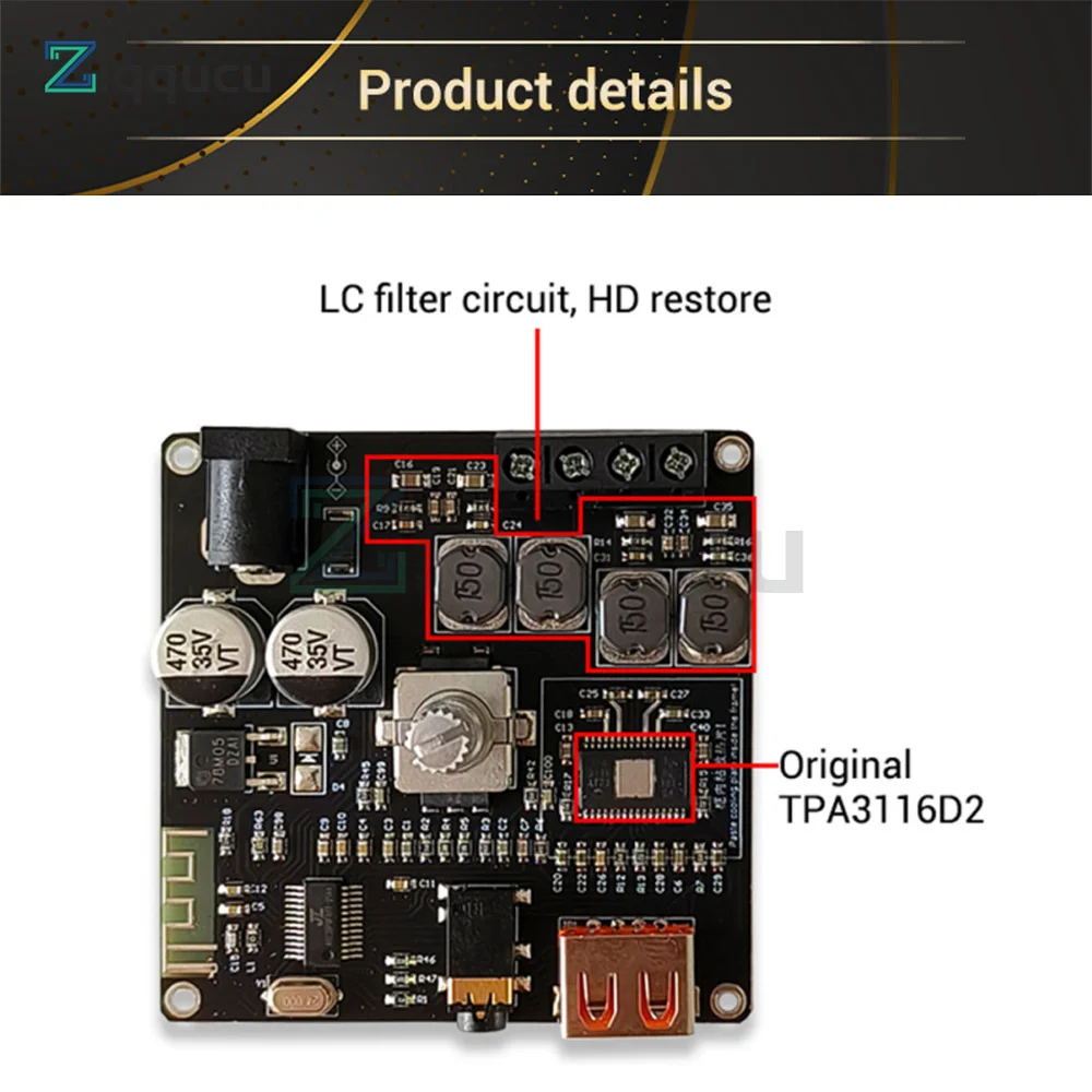 F802 F502E F302 F502H Cool Volume Indicator Bluetooth Audio Power Amplifier Board Module TPA3116D2 stereo image 5