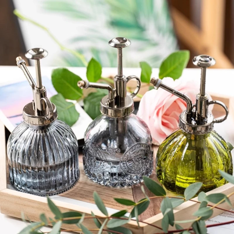 

Retro glass small watering can Air pressure disinfection Cleaning watering can Household gardening succulent spray bottle