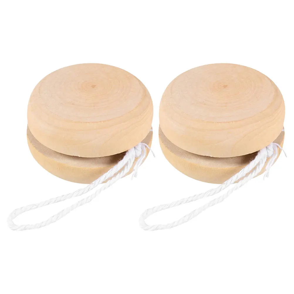 2Pcs 나무 요요 공 DIY 미완성 공예 세트 어린이를위한 그림 동물 새 디자인 홈 장식 생일 파티 호의품
