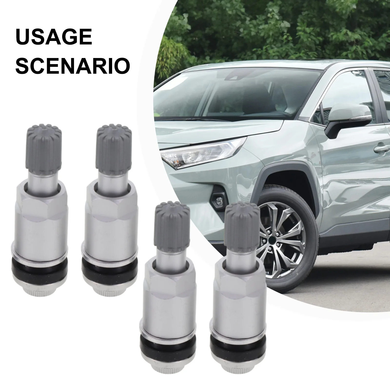 Metal Design TPMS Tire Pressure Monitoring Sensor Valve Stem Repair Kit 4PCS Easy Installation Reliable Monitoring