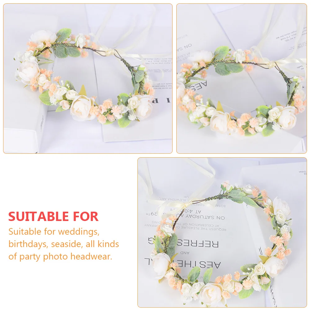 

1pc Kids Flower Headpiece Adjustableparty Wedding Hair Decor For Children Seaside Birthday Bridal Wear Floral Garland