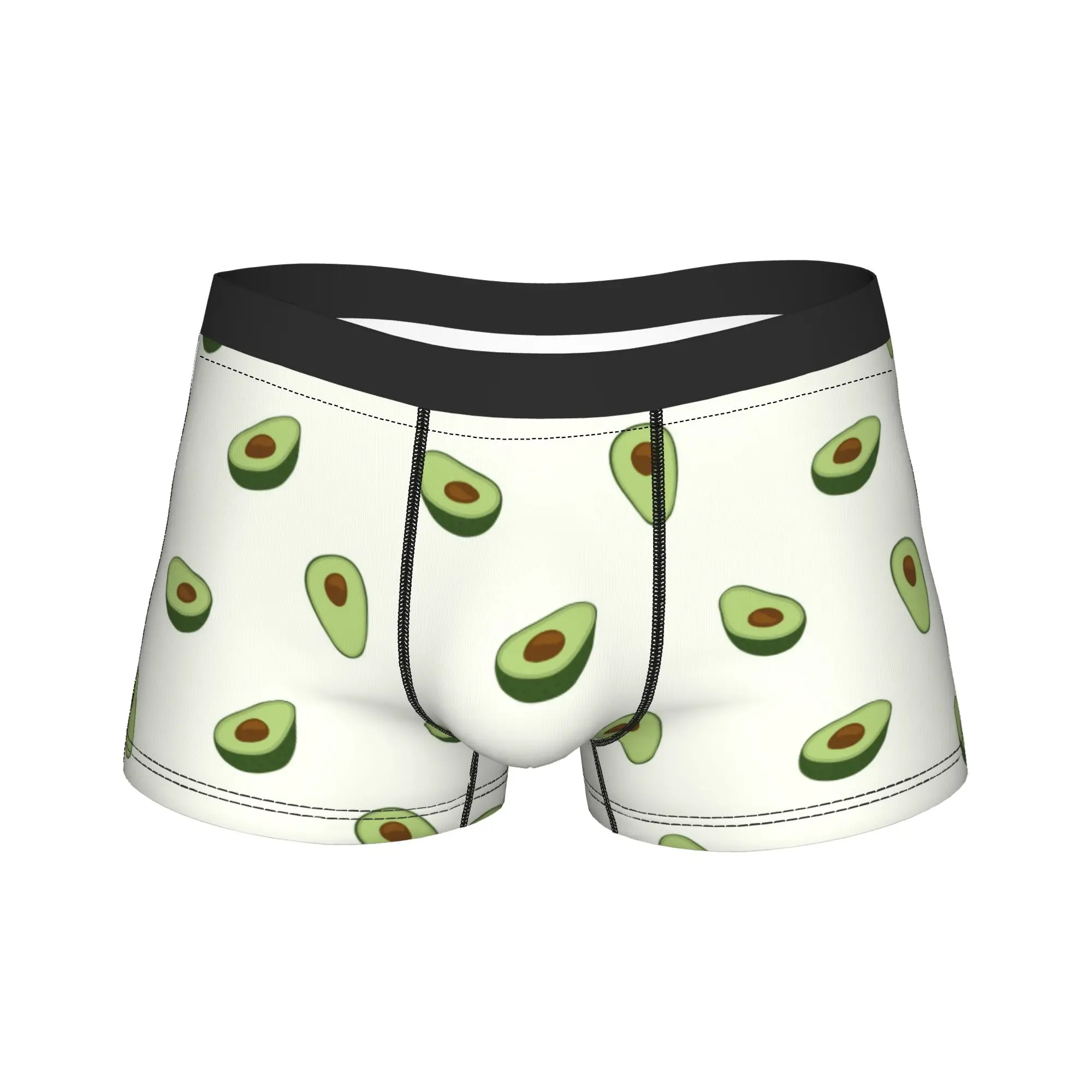 

Men Avocado Long Underwear Fruit Funny Boxer Briefs Shorts Panties Male Polyester Underpants Plus Size