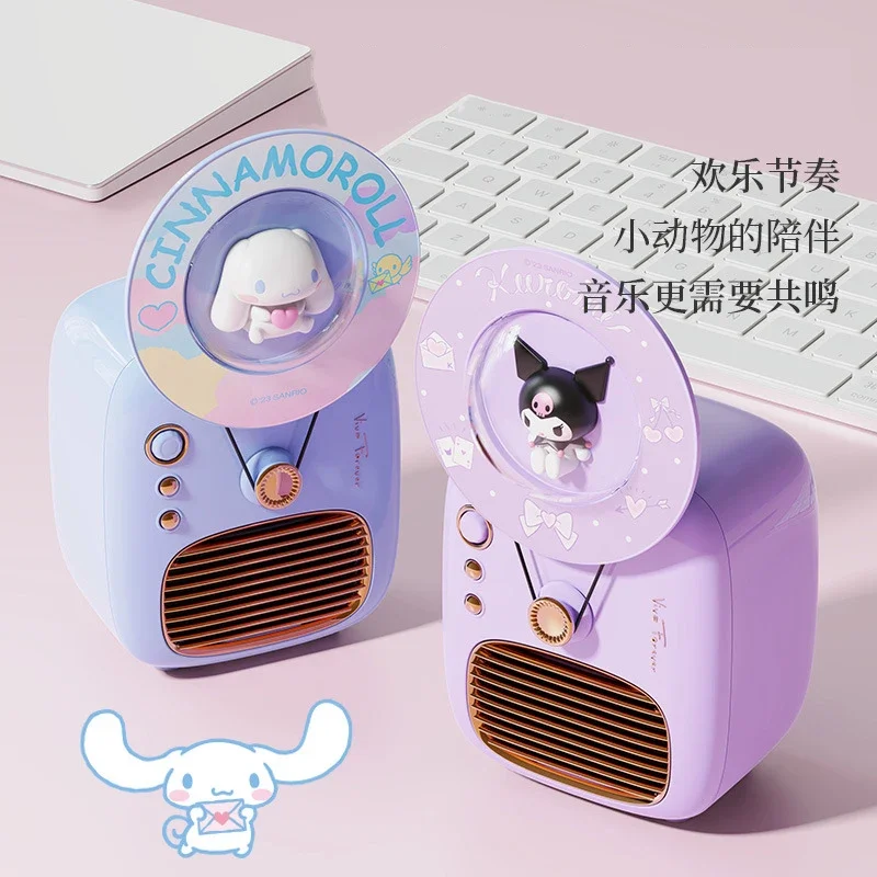 Kawaii Kuromi Cinnamoroll Retro Wireless Bluetooth Speaker Cute Small Desktop Vinyl Record Portable Bluetooth Speaker Girls Gift