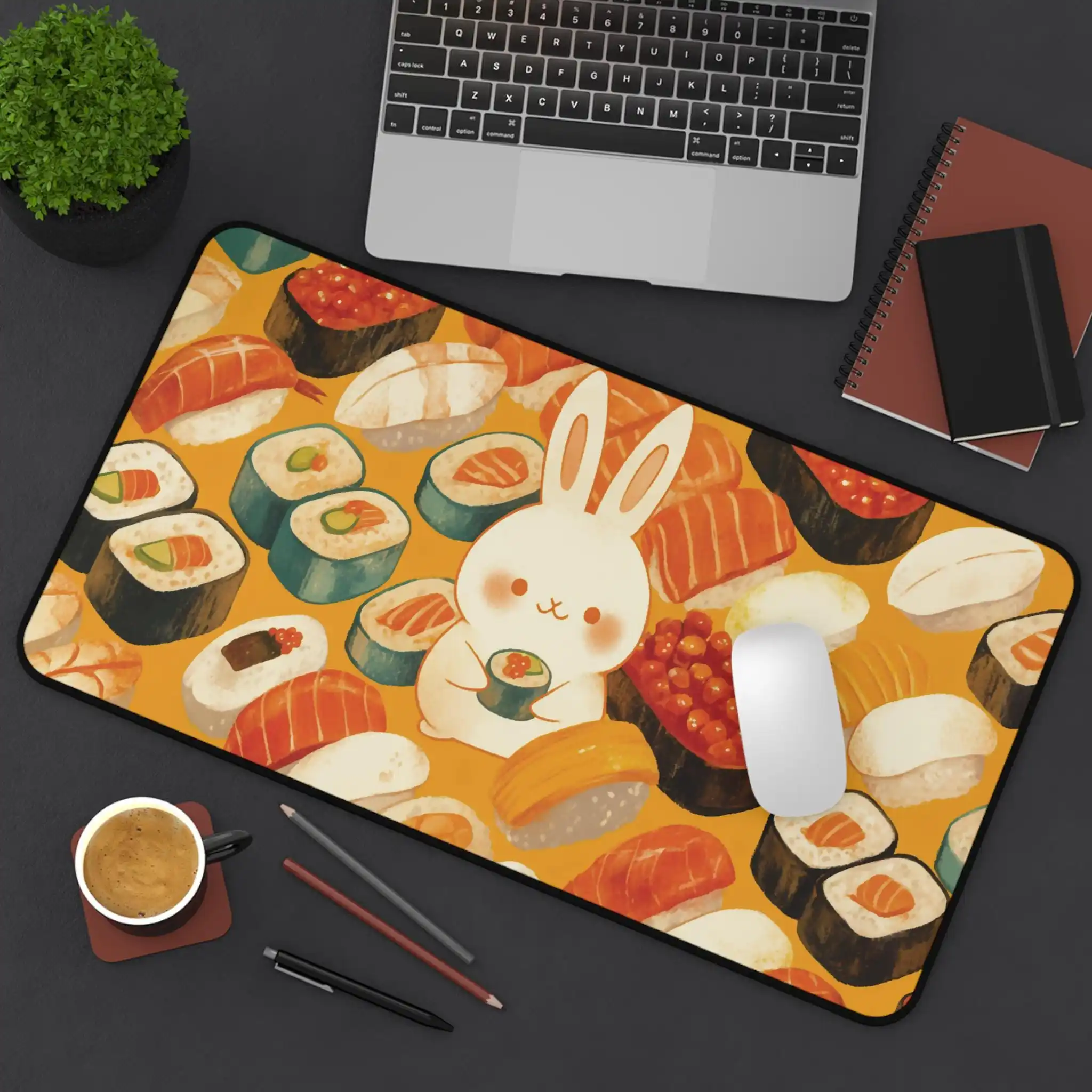 

Rabbit Table Mat, Cute Kawaii Bunny Sushi, Mouse Pad, Desk Accessories, Office Decoration, Game Desk Mat, Home Office Essentials