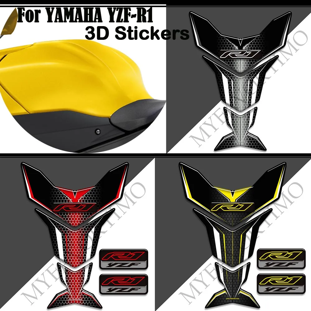 Dla YAMAHA YZF-R1 YZF R1 YZFR1 Motocykl Tank Pad Grips Gas Fuel Oil Kit Knee Fairing Fender Protector 3D Naklejki Naklejki