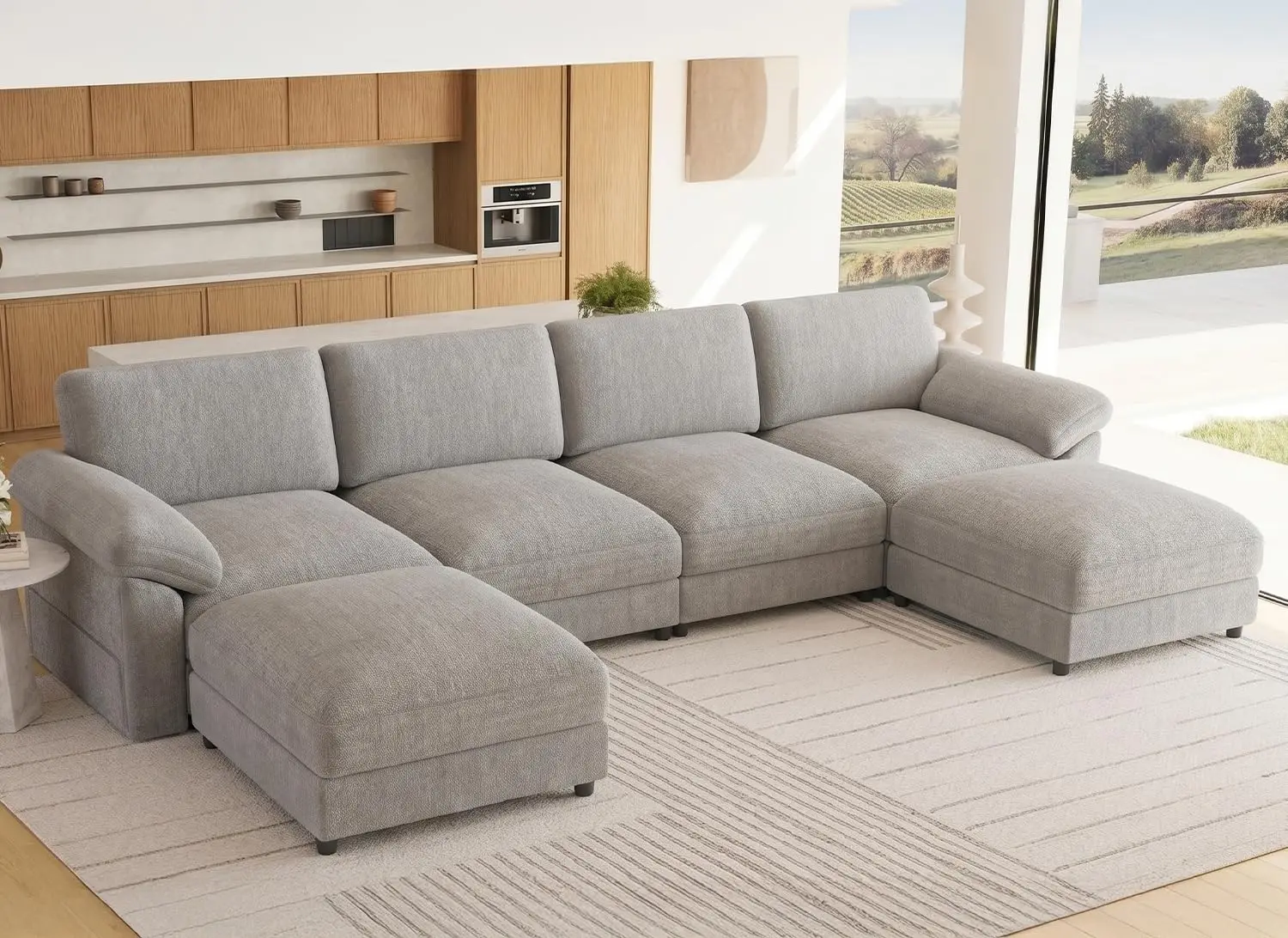 Oversized U Shaped Modular Sectional Sofa, Living Room Cloud Couch, Customized