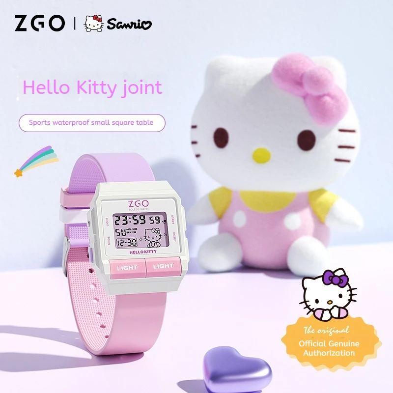 

Новинка 2024, часы Hellokitty Cinnamoroll в простой маленькой коробке для девочек, учеников средней и старшей школы, водонепроницаемые спортивные электронные часы