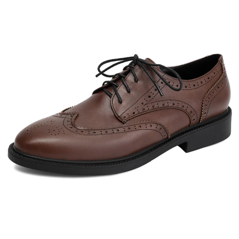 Elegant Oxfords for Women Low Heel Lace-up Black Brown Blue Red Footwear Loafers Shoes Comfortable Good Quality