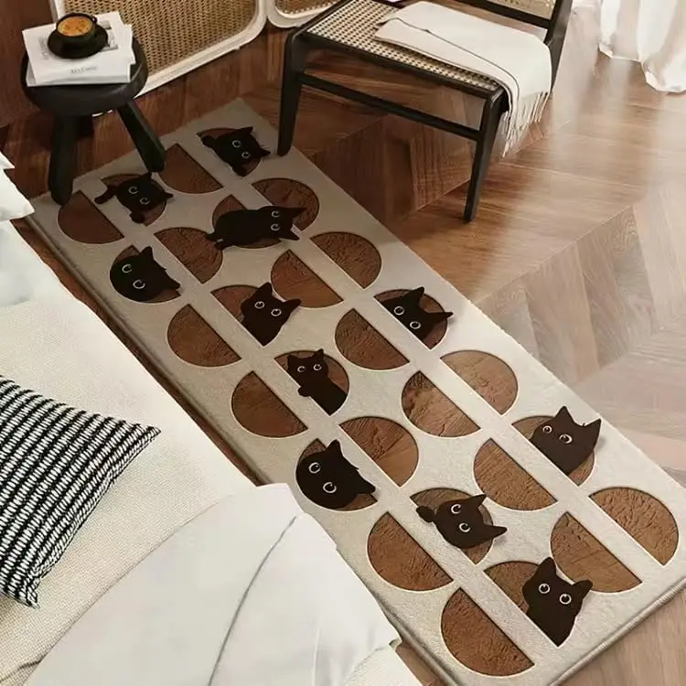 

VIKAMA Cartoon Creative Cat Print Rug, Non-Slip, Absorbent And Soft, For Bedroom, Kitchen, Bathroom Home Decoration For Carpets.
