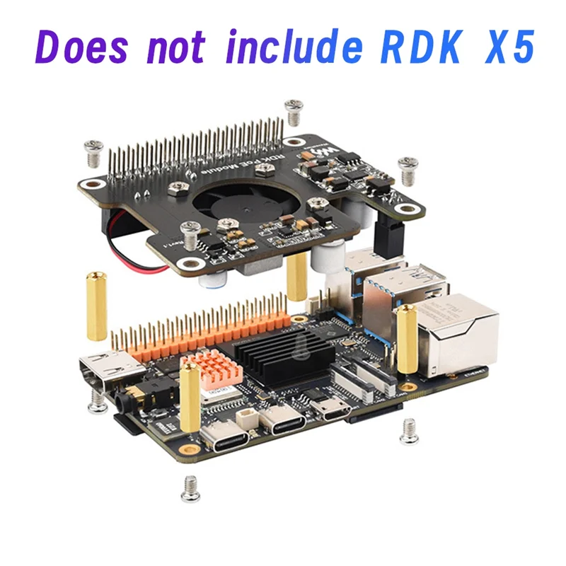 

Waveshare для RDK X5 Poe HAT с вентилятором + радиатором для материнской платы D-Robotics RDK X5 IEEE 802.3Af/At плата расширения