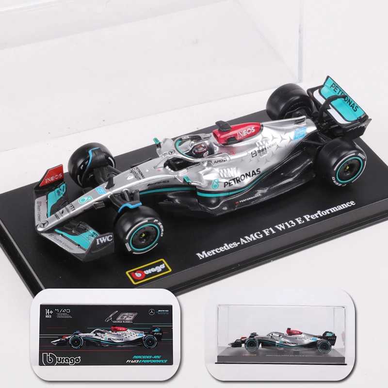 Bburago 1:43 Mercedes-AMG Benz F1 W13 44# 63# Race Car Alloy Simulation Model Of Automobile Hardcover Edition