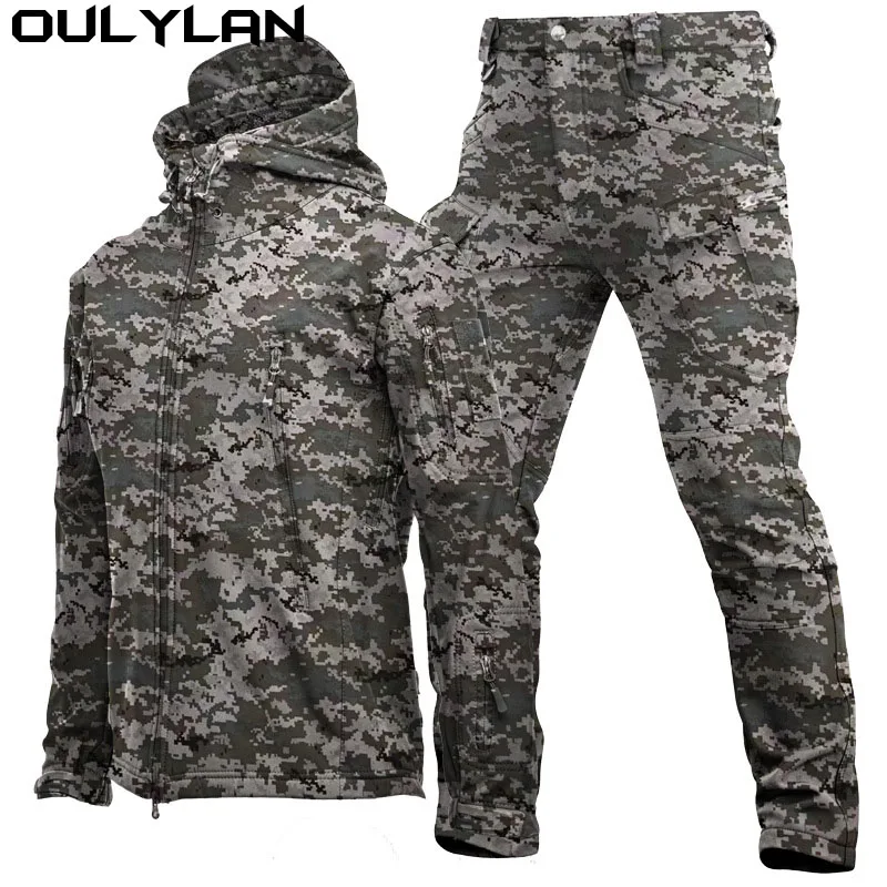 

Oulylan Thermal Coat Clothing Suit Camping Tactical Fleece Jacket Set Men Outdoor Climbing Hiking Waterproof Tracksuits