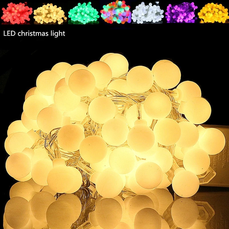 LED Christmas light Ball Garland Fairy Ball String Lights Waterproof for Christmas Tree Wedding Home Indoor Decoration Lights