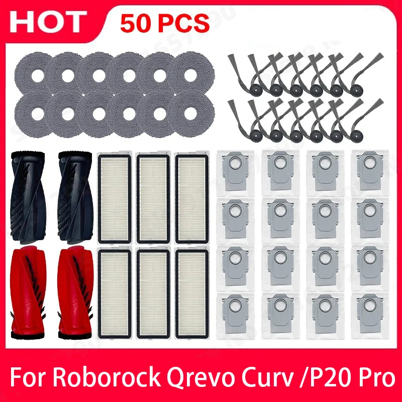 Roborock Qrevo Curv / P20 Pro Aspirador de Pó Robô Filtro Hepa Pano de Mop Saco de Poeira Acessórios Peças de Substituição