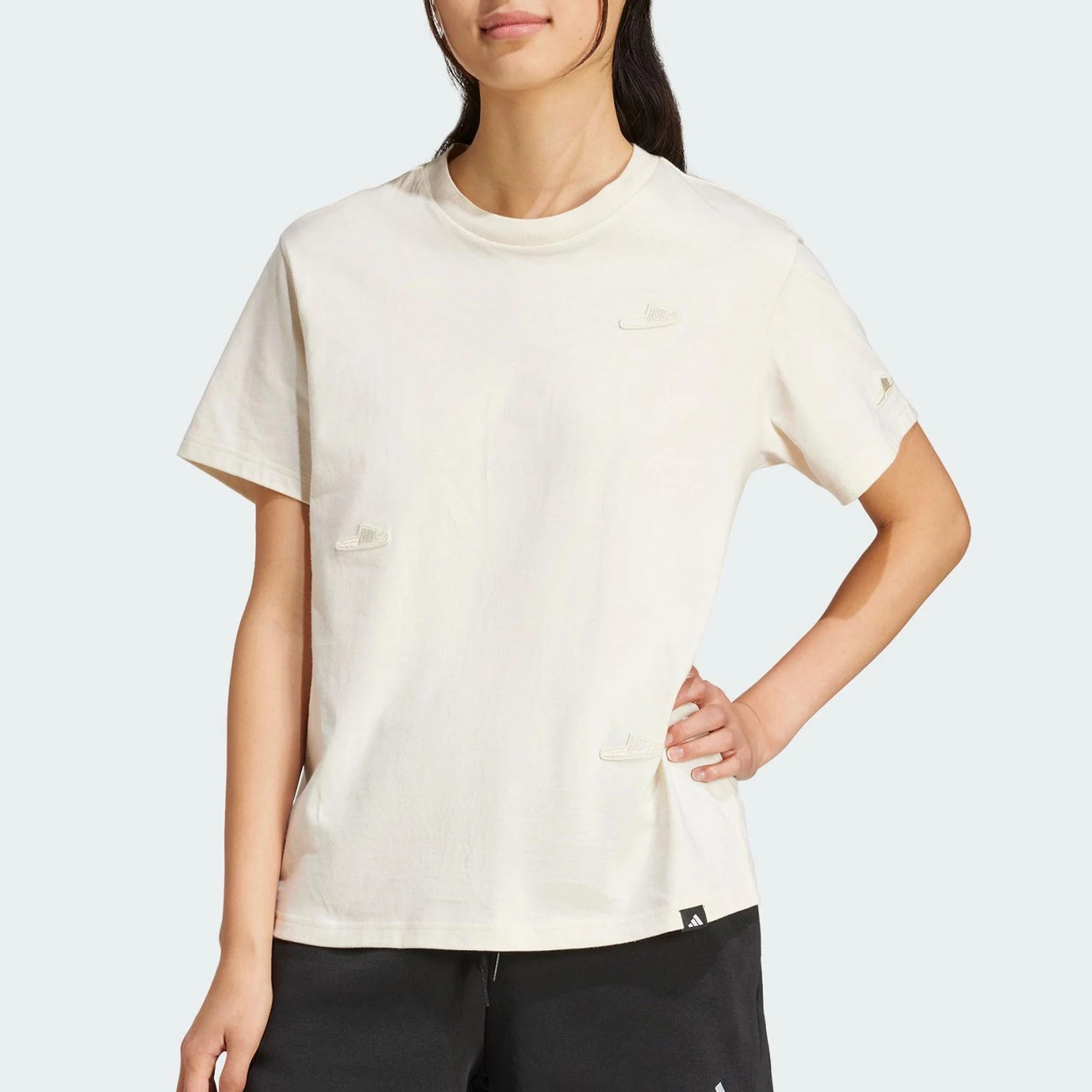 

Adidas genuine New Women's Summer Round Neck Knitted Simple T-shirt JJ4094