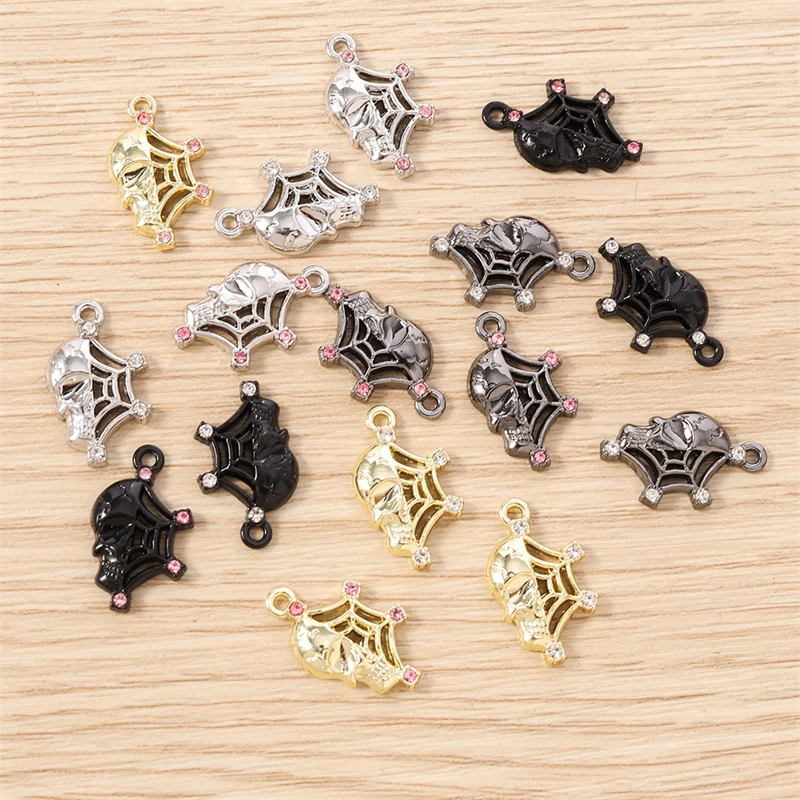 5 Stück 11x19mm Punk-Metall-Skelett-Spinnennetz-Anhänger für die Herstellung von Halsketten, Ohrringen, Armbändern, DIY-Bastelarbeiten und Schmuckzubehör – Detail 14