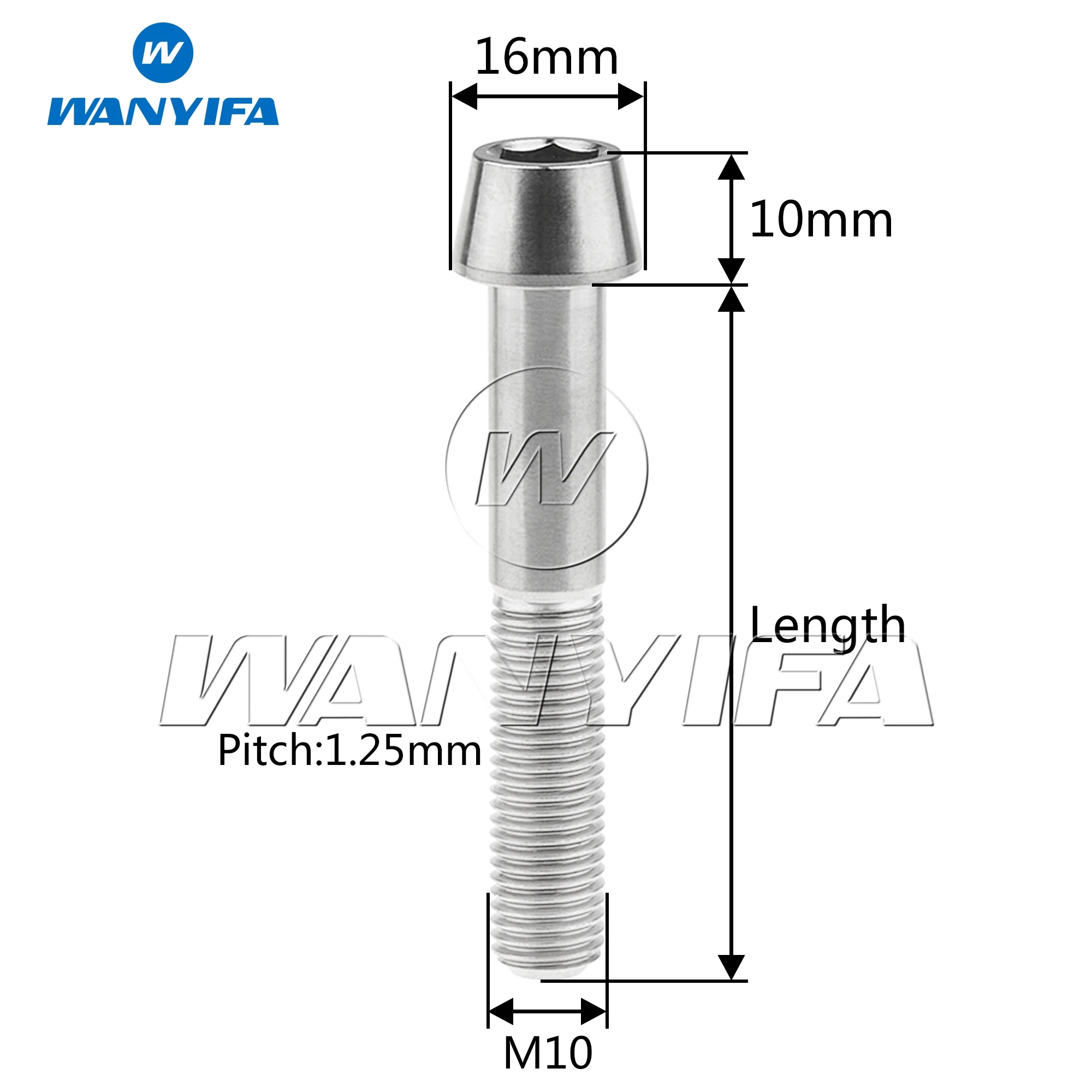 Wanyifa Śruba tytanowa M10x55 60 70 80 85 90 100 mm Śruba z łbem stożkowym do przedniego zacisku hamulcowego Ducati Śruba motocyklowa