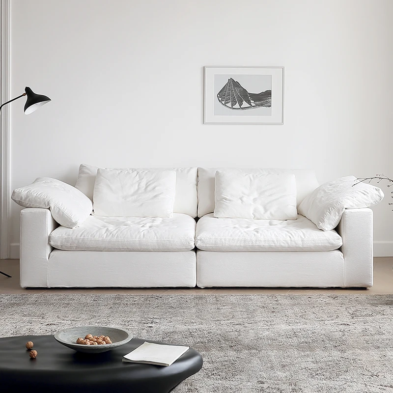 High Quality Cloud Couch Sectional Sofa Set Furniture White Fabric Comfortable U Shape Living Room Sofa Compressed