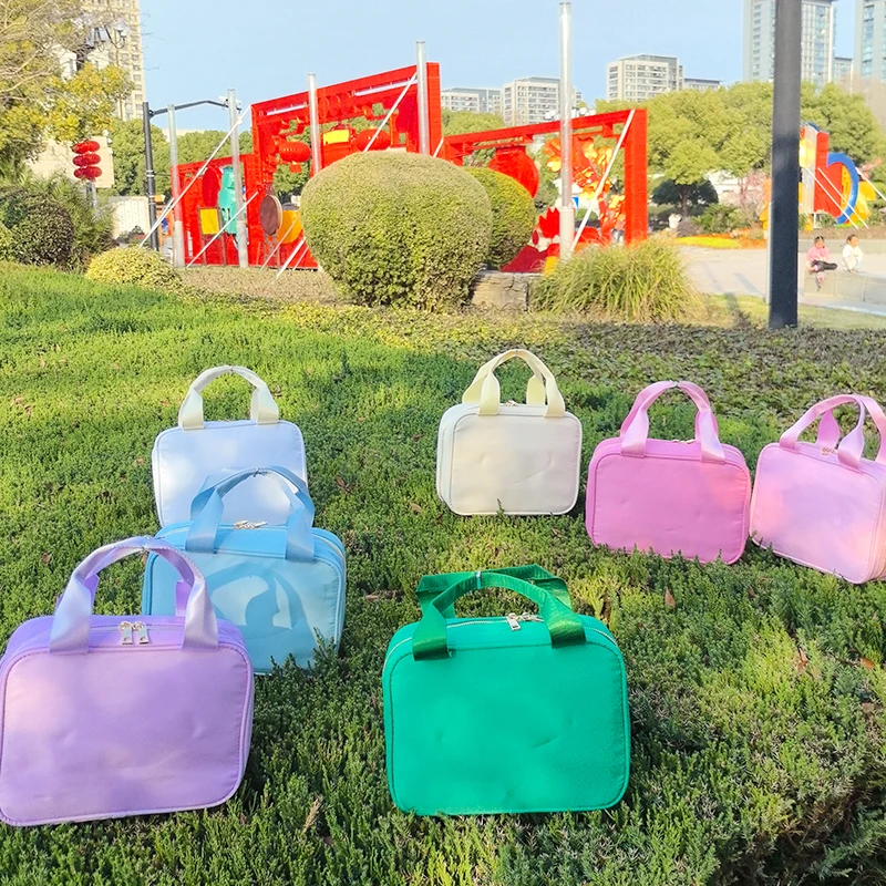 Nylon Lunch Bag Cooler Bag Thermal Bag Portable Lunch Box Ice Pack Tote Food Picnic Bags Color Lunch Bag Back-to-school Gift