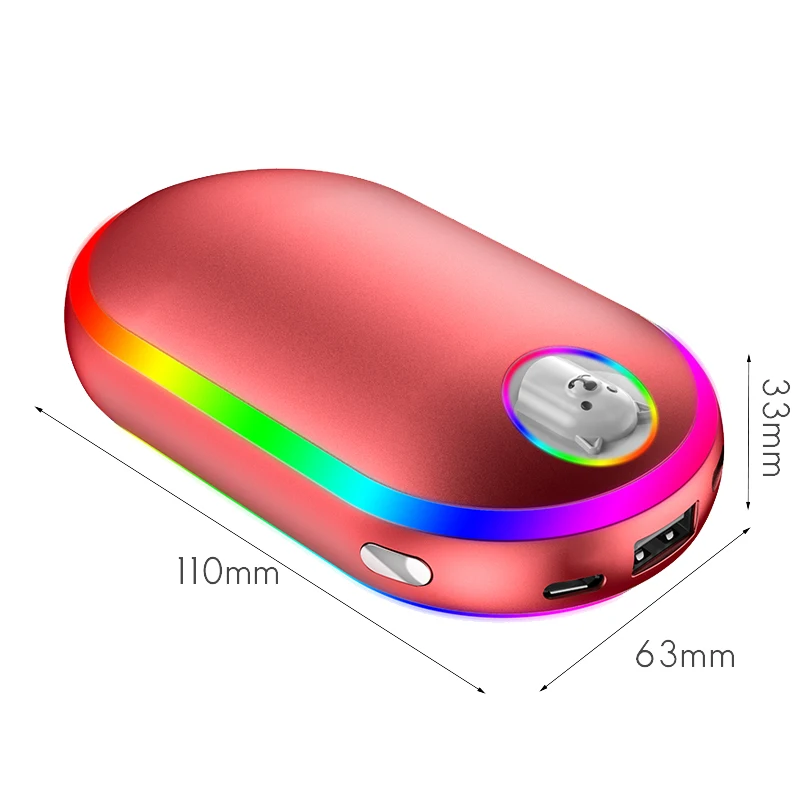 10000Mah USB Rechargeable Electric Hand Warmer Winter Double-Side Heating Mini Long-Life Pocket Power Bank 4 In 1