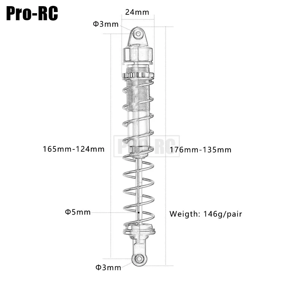 2Pcs/Lot 102365 165MM Metal Oil-filled Big Bore Sport Shock Absorber Damper Set FOR HPI 1/8 1:8 SAVAGE FLUX HP X XL 4.6 5.9 A720