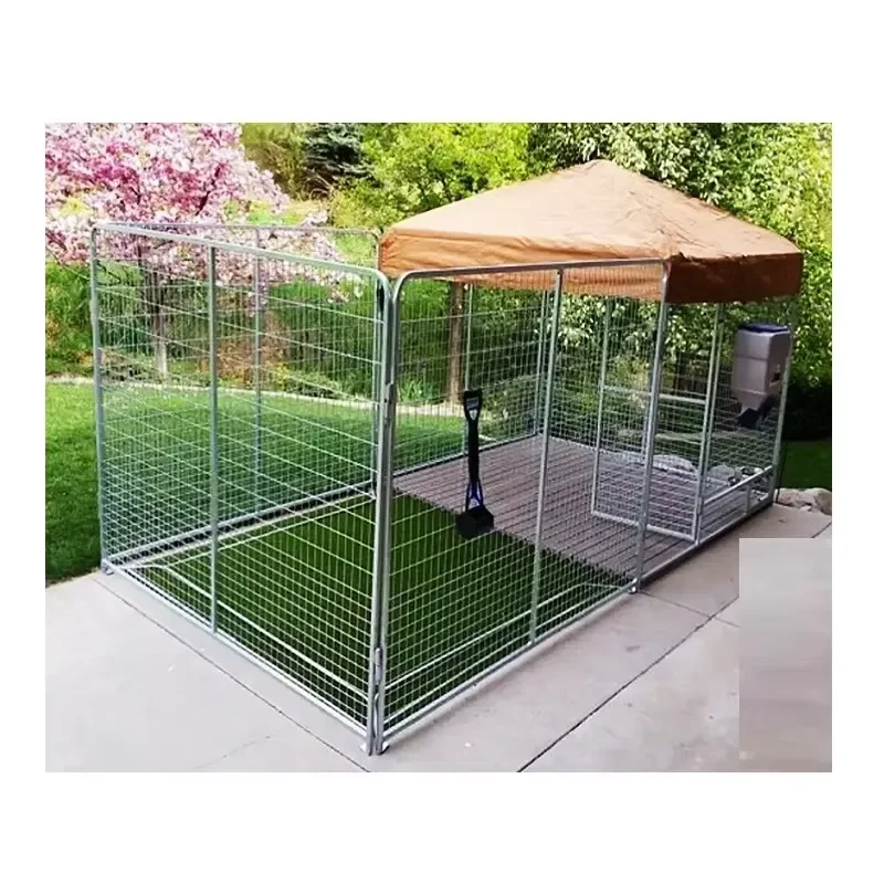 Factory Customizable Stainless Steel Pet Cage / Large Outdoor Welded Dog House / Backyard Dog Run Kennel With Roof for