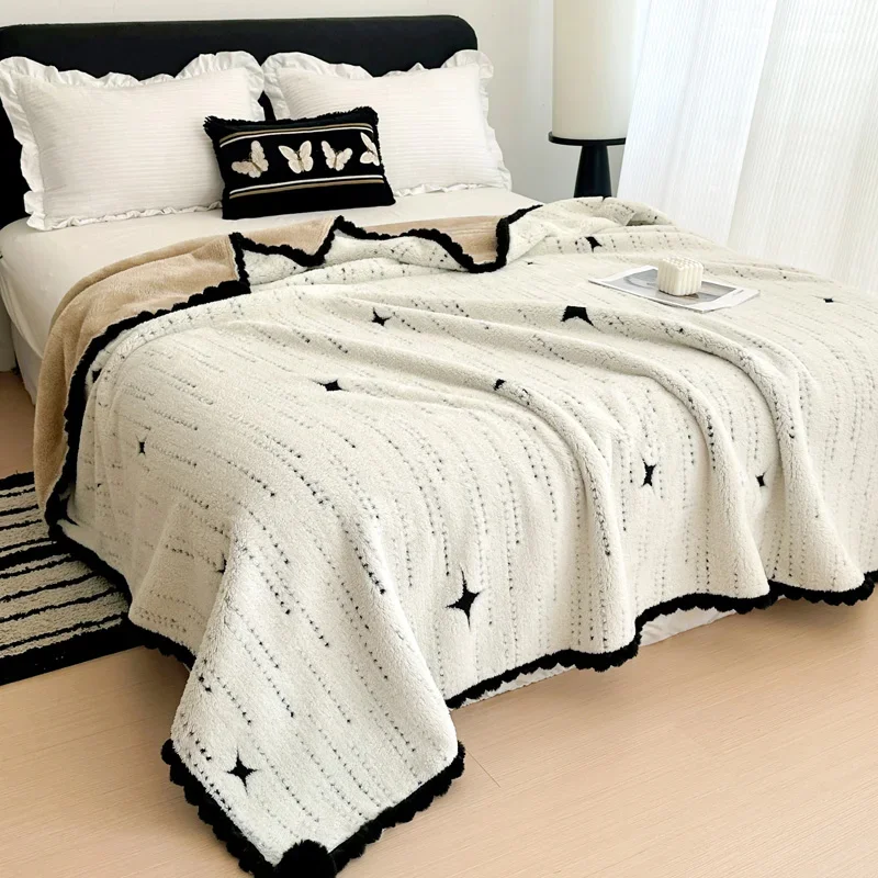 Thickened Warm Arctic Velvet Blanket Autumn Winter Cationic Jacquard Sofa Blanket High Quality Skin-friendly Comfortable Blanket