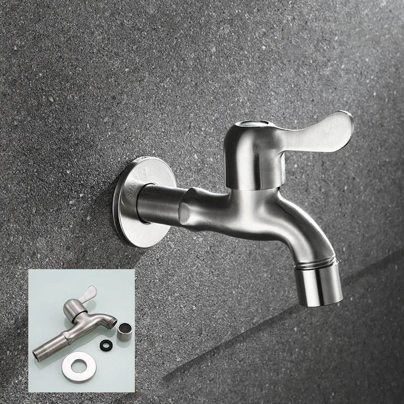 304 Stainless Steel Garden Faucet Brief Bib-cock Faucet Washing Machine Faucet Double Use Toilet tap Garden faucet