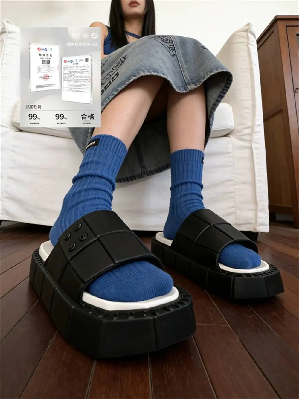 Unsiex Building Blocks Slippers 2026 New Summer Color Block Thick Sole Slippers Men Women Anti-Slip Outdoor Wear Couple Sandals
