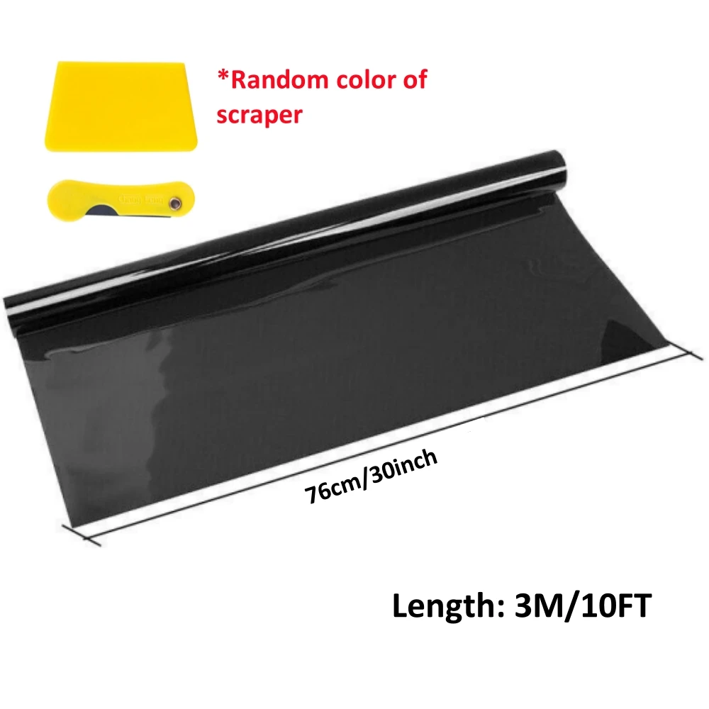 30inch Widen Tinted Car Window Glass Film Roll Shading Car Dark Blackout Tint Sheet Anti Look Solar Sun Protection Window Film