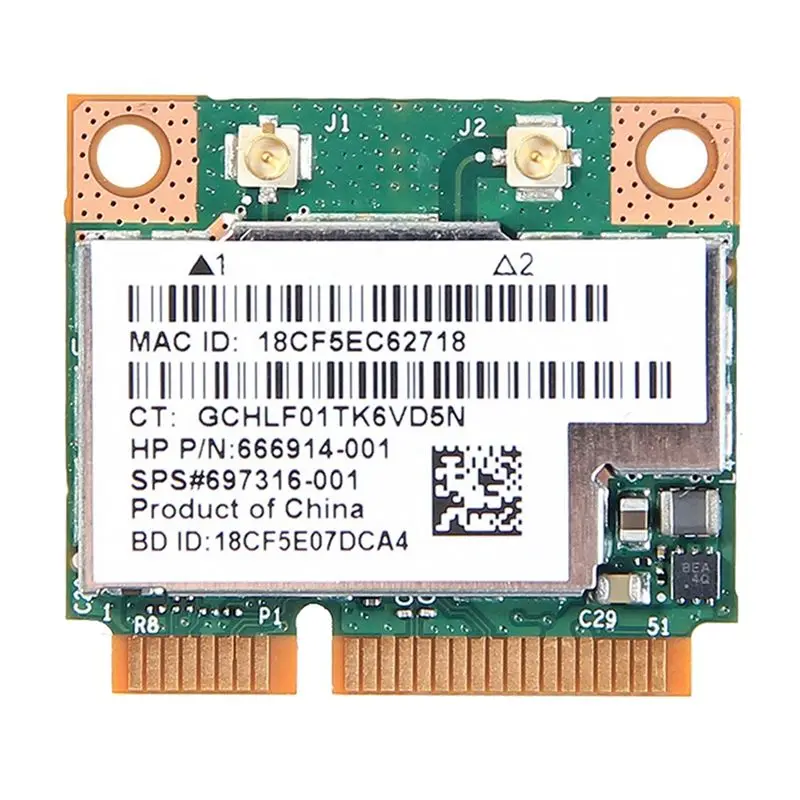 Replacement BCM943228HMB WiFi Card Network Card Dual Band 300Mbps Bluetooth4.0 802.11A/B/G/N Mini PCI-E Laptop WLAN Adapter