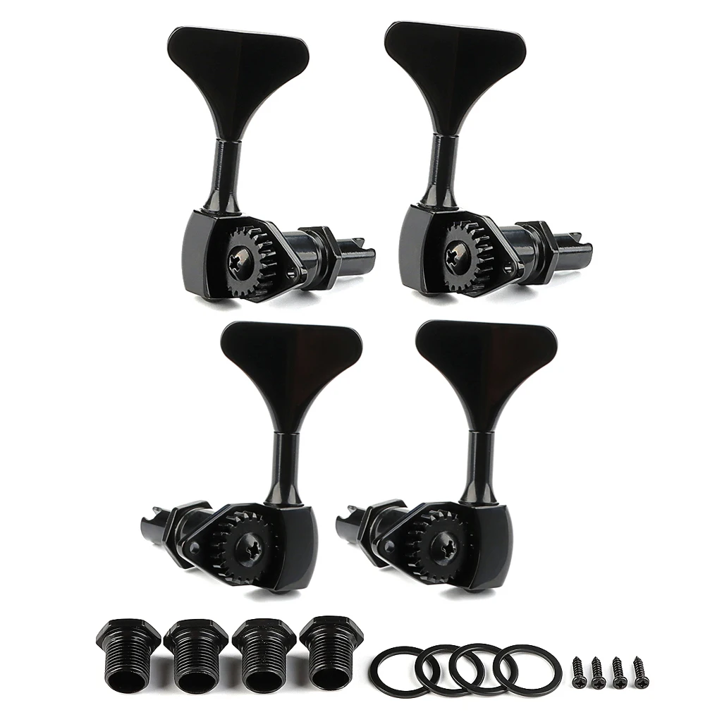 

4PCS Chrome/Black Bass Guitar Machine Heads Knobs Tuners Tuning Pegs Tuners Guitar Parts