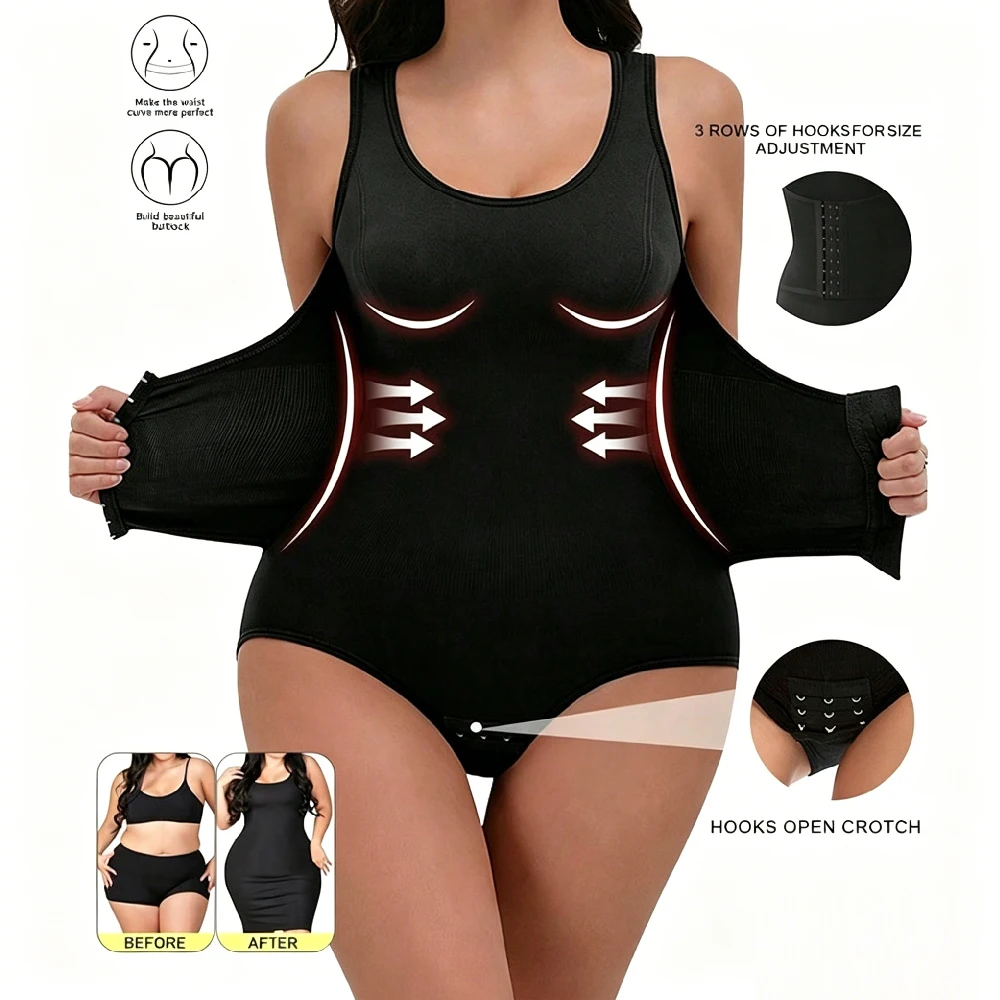 Shapewear Bodysuit Firm - ชุดกระชับสัดส่วนสำหรับผู้หญิง 1 ชิ้น, ชุดรัดหน้าท้อง, ชุดกระชับสัดส่วนเต็มตัว, เสื้อกล้ามกระชับสัดส่วน