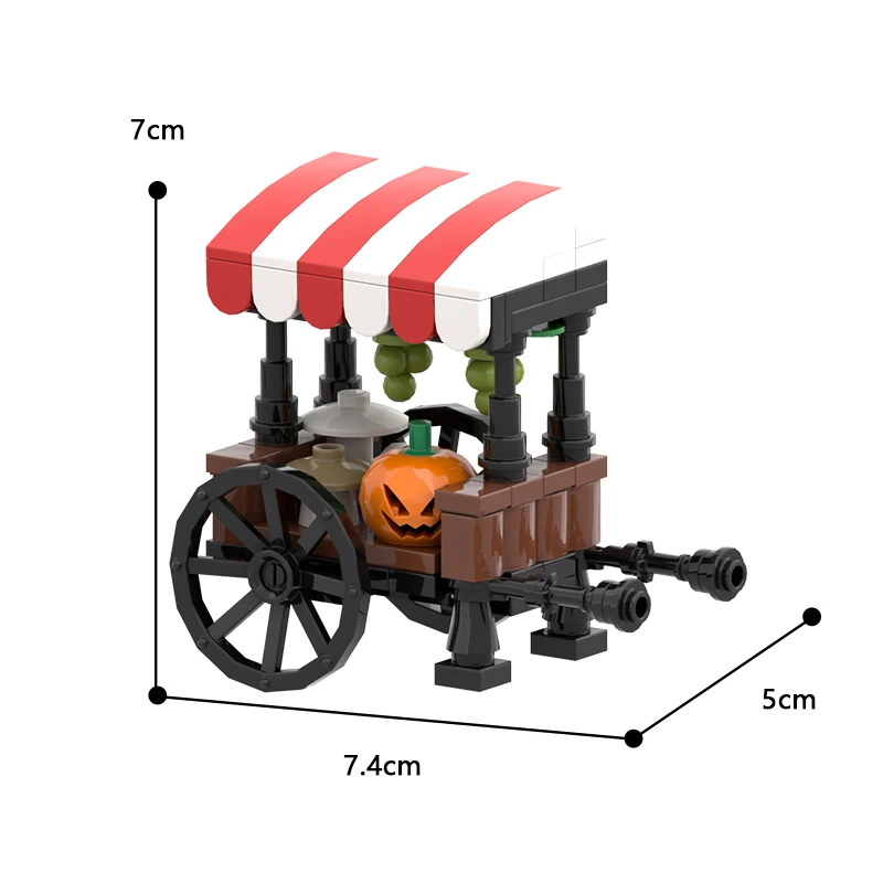 Średniowieczny rynek stoisko klocki do budowy zestaw Retro Halloween dynia owoce sklep cegła Model DIY zabawki dla dzieci boże narodzenie Brithdays prezent