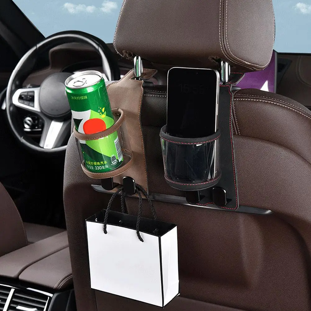 Multifunctional Car Hook Storage Box Back Milk Storage Beverage Storage Car Rear Cup Holder Cup Box Bottle Suede N0x3