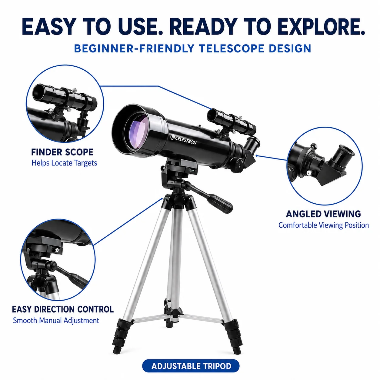 Celestron Travel Scope 70 70mm 400mm Refractor Telescope with Tripod Carrying Bag for Moon Bird Watching Beginner Astronomy view 4